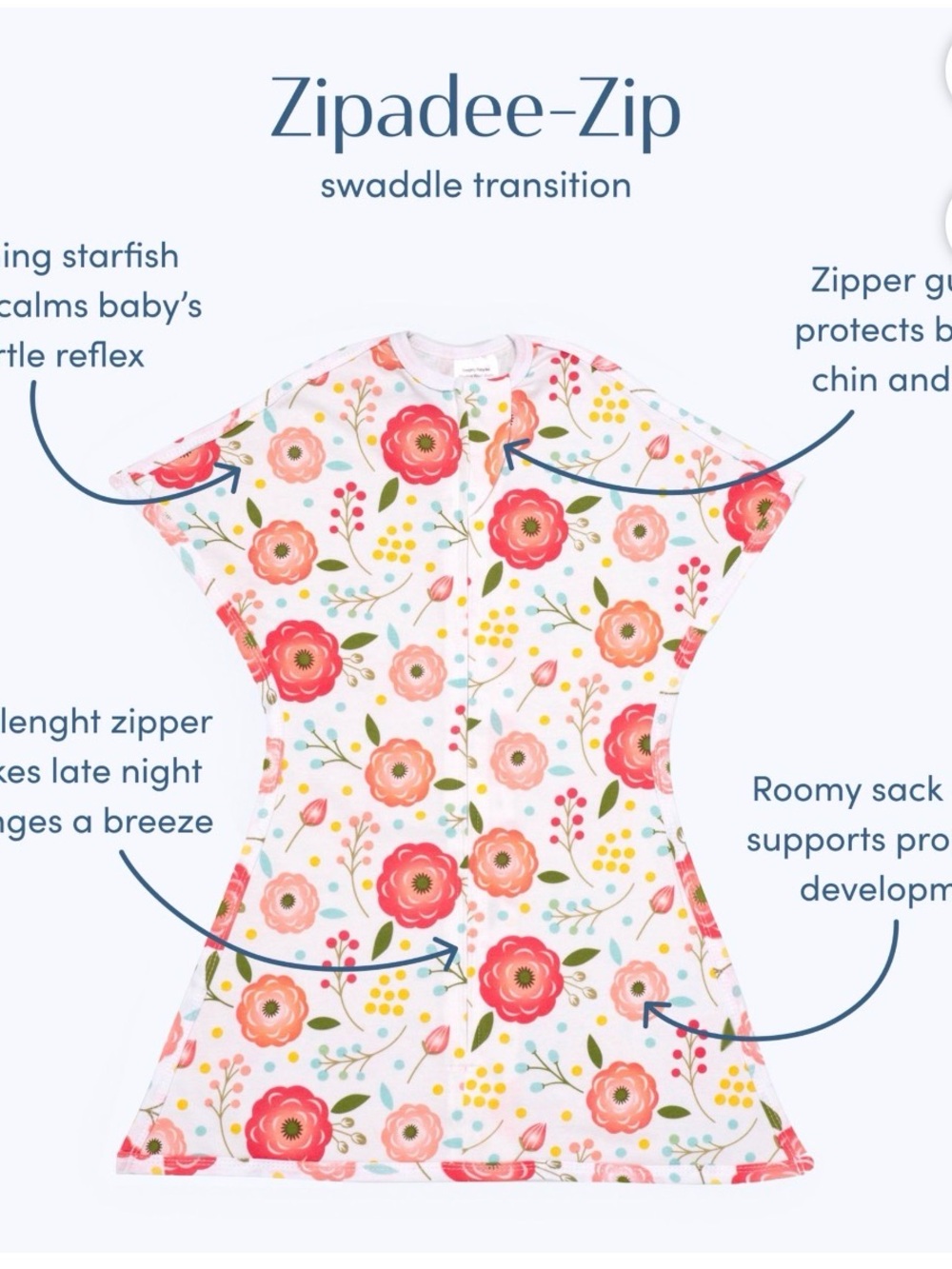 Zipadee-Zip Floral Transition Sleep Sack - Pink Floral